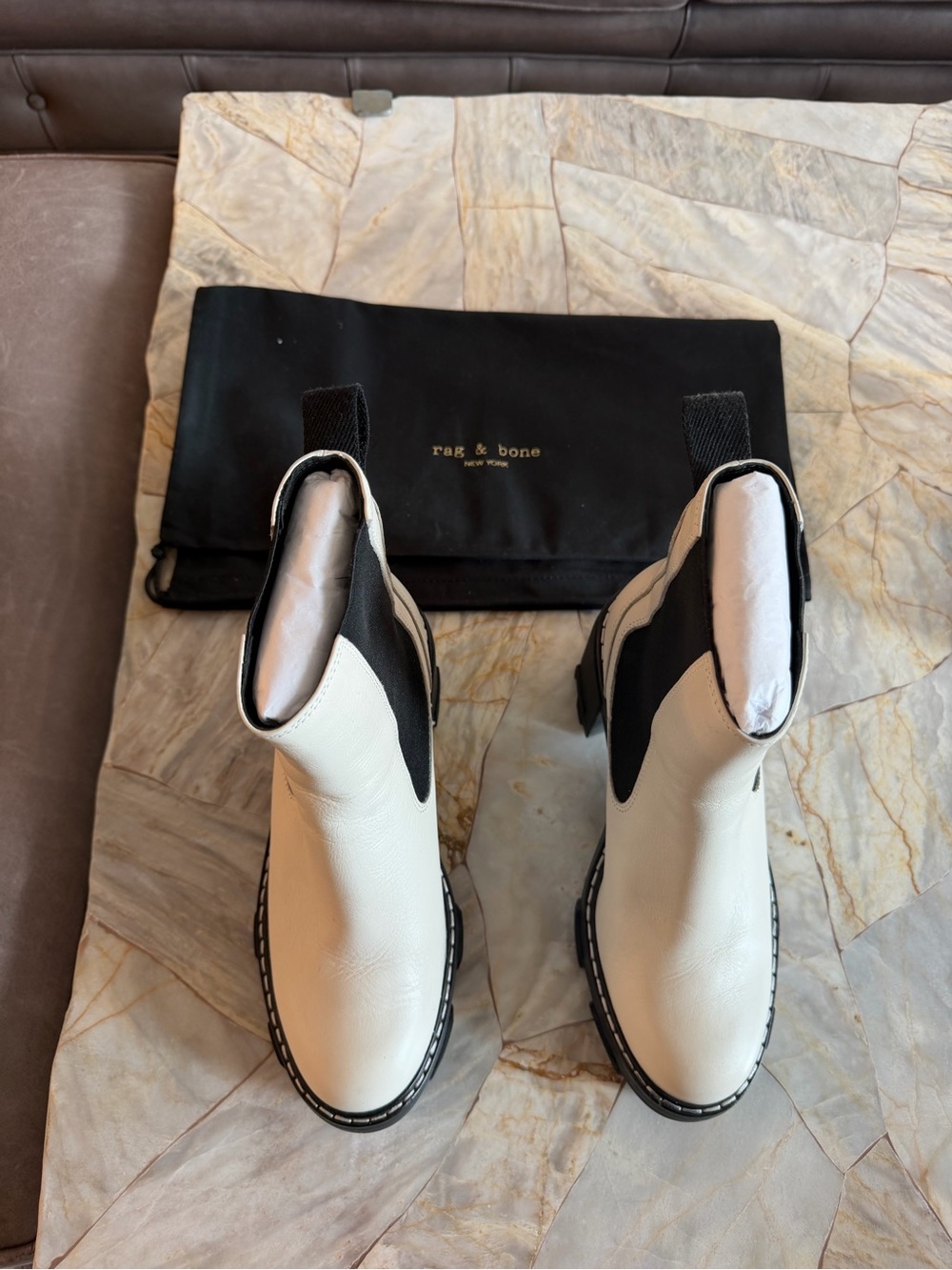 rag & bone Women’s White and Black Chukka Boots